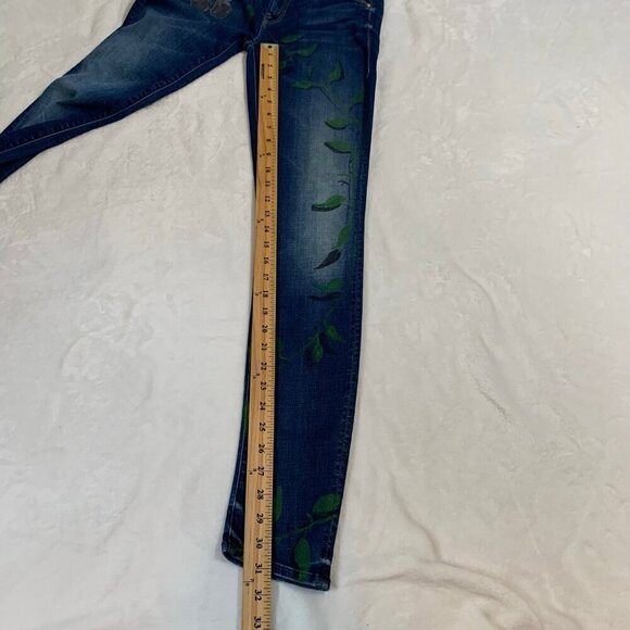 Mother‎ The Looker smoke and mirrors skinny stretch custom painted denim jeans - Picture 12 of 12